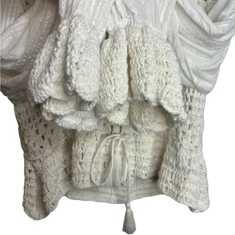 Free People Crochet Knot Festival Boho Top in Ivory